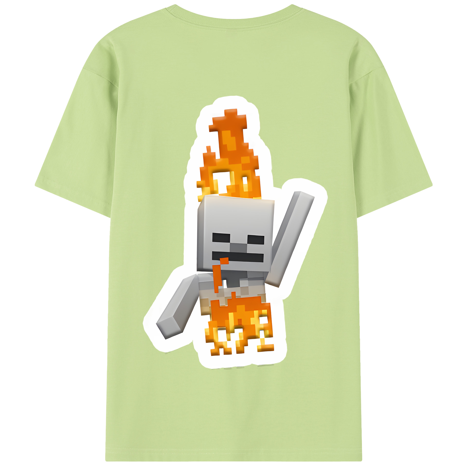 （画像用） マインクラフト ブロックの世界 Minecraft MC Block world 綿100％半袖Tシャツ（背面プリント）
